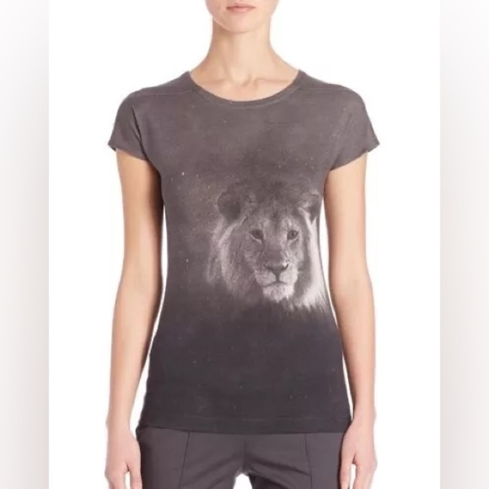Akris Grey Lion Print Cotton Tee (T1)